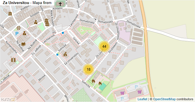 Za Universitou - mapa firem