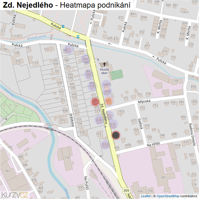 Mapa Zd. Nejedlého - Firmy v ulici.