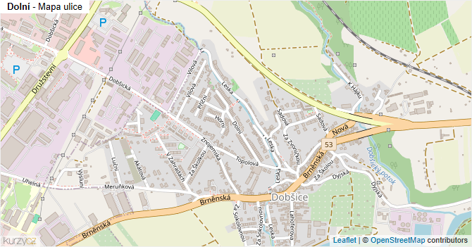 Dolní - mapa ulice