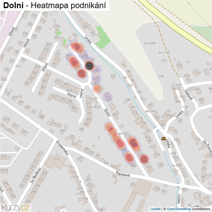 Mapa Dolní - Firmy v ulici.