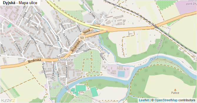 Dyjská - mapa ulice