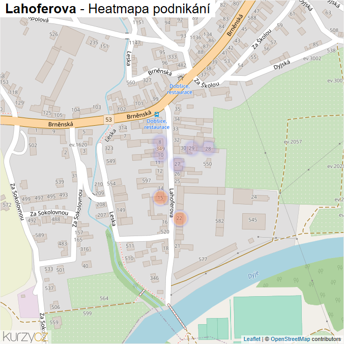 Mapa Lahoferova - Firmy v ulici.