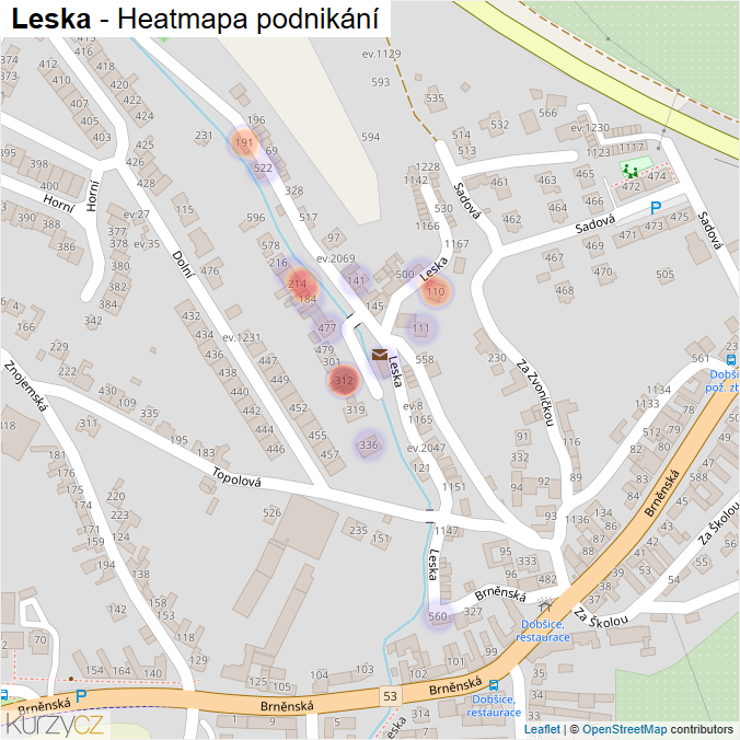Mapa Leska - Firmy v ulici.