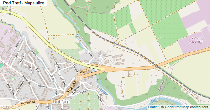 Pod Tratí - mapa ulice