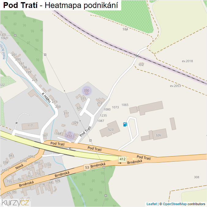 Mapa Pod Tratí - Firmy v ulici.