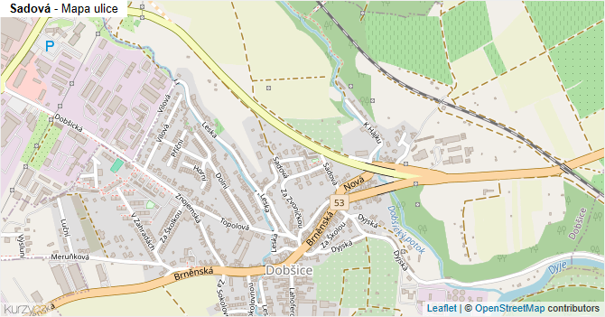 Sadová - mapa ulice