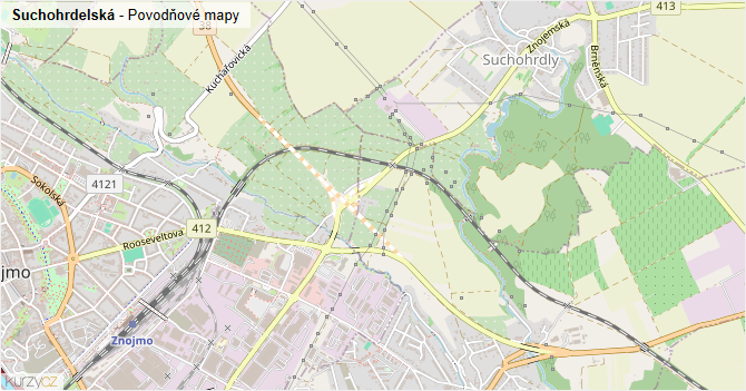 Suchohrdelská - záplavové mapy stoleté vody