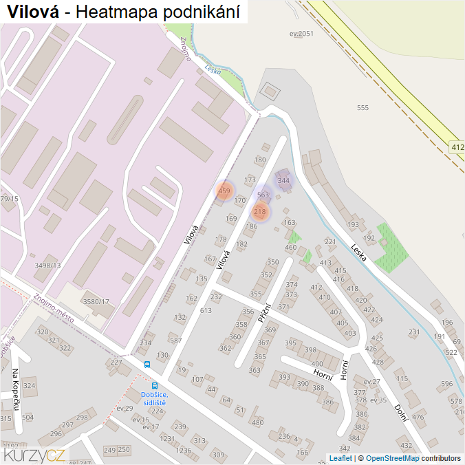 Mapa Vilová - Firmy v ulici.