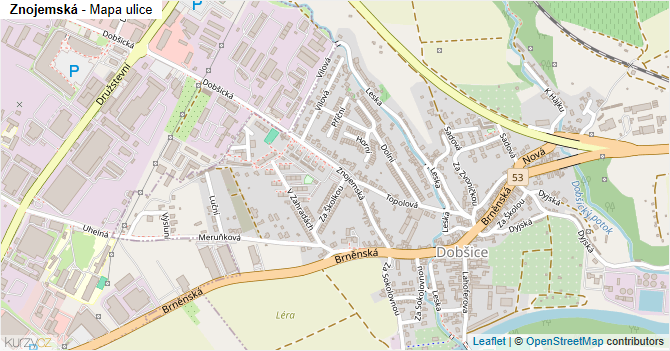Znojemská - mapa ulice