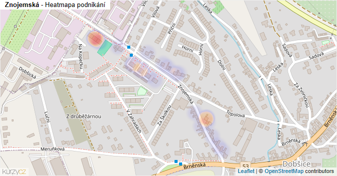 Znojemská - mapa podnikání