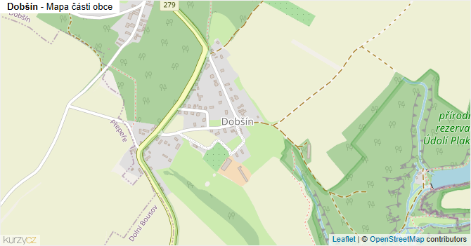 Dobšín - mapa části obce