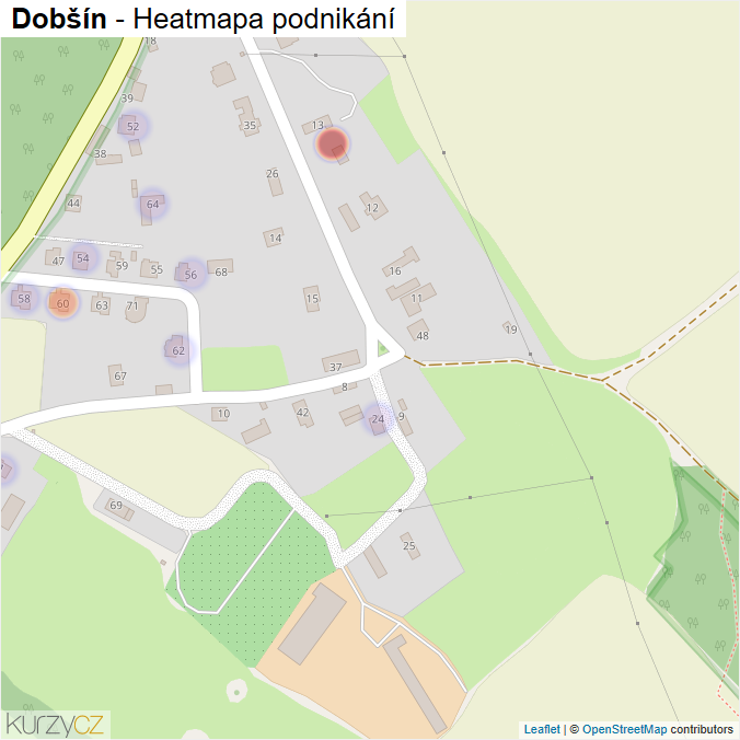 Mapa Dobšín - Firmy v části obce.