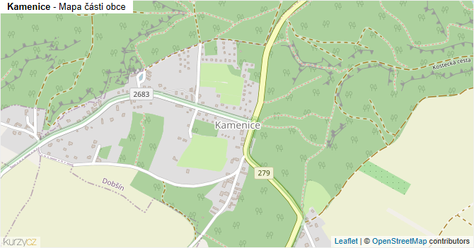 Kamenice - mapa části obce