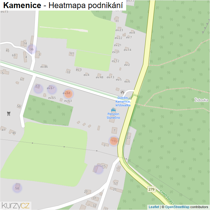 Mapa Kamenice - Firmy v části obce.