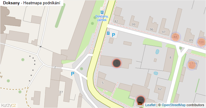 Doksany - mapa podnikání