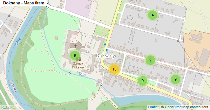 Doksany - mapa firem