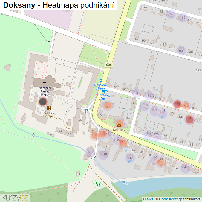 Mapa Doksany - Firmy v části obce.