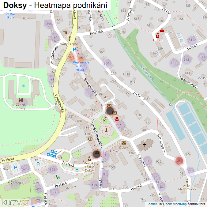 Mapa Doksy - Firmy v části obce.