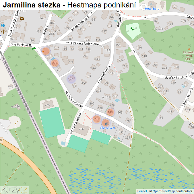 Mapa Jarmilina stezka - Firmy v ulici.