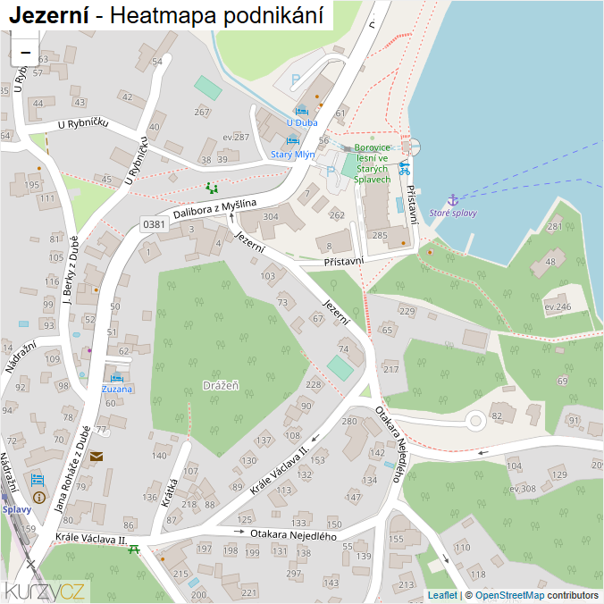 Mapa Jezerní - Firmy v ulici.