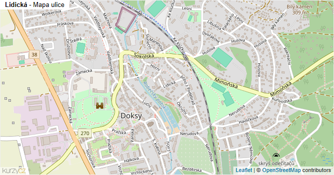 Lidická - mapa ulice