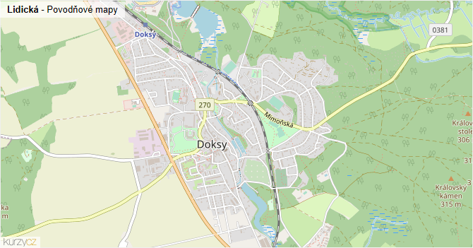 Lidická - záplavové mapy stoleté vody