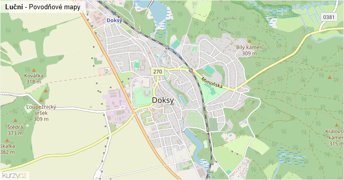 Luční - záplavové mapy stoleté vody