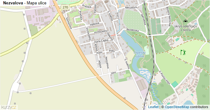 Nezvalova - mapa ulice