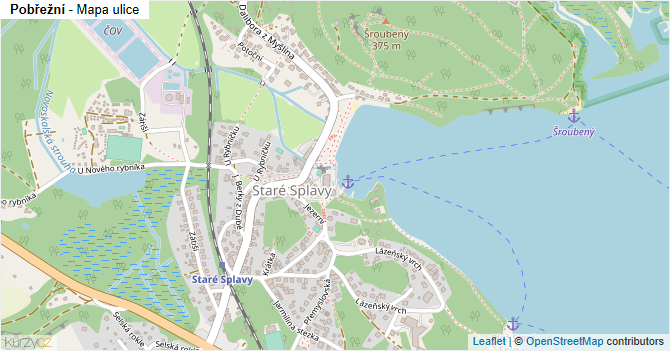 Pobřežní - mapa ulice