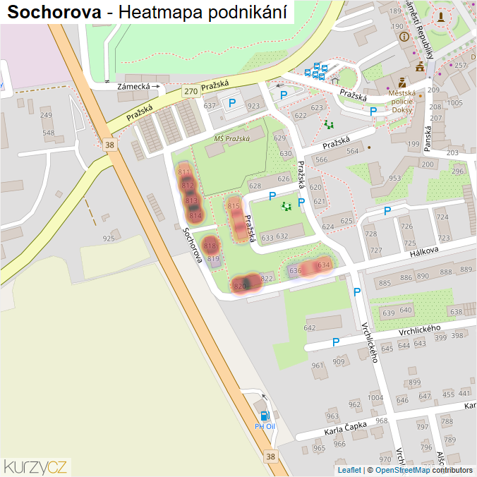 Mapa Sochorova - Firmy v ulici.