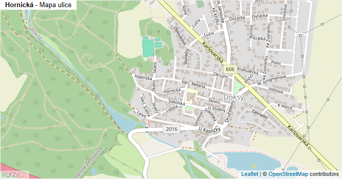 Hornická - mapa ulice