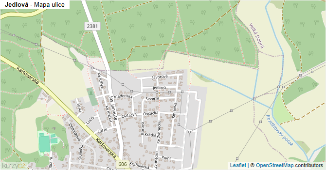 Jedlová - mapa ulice