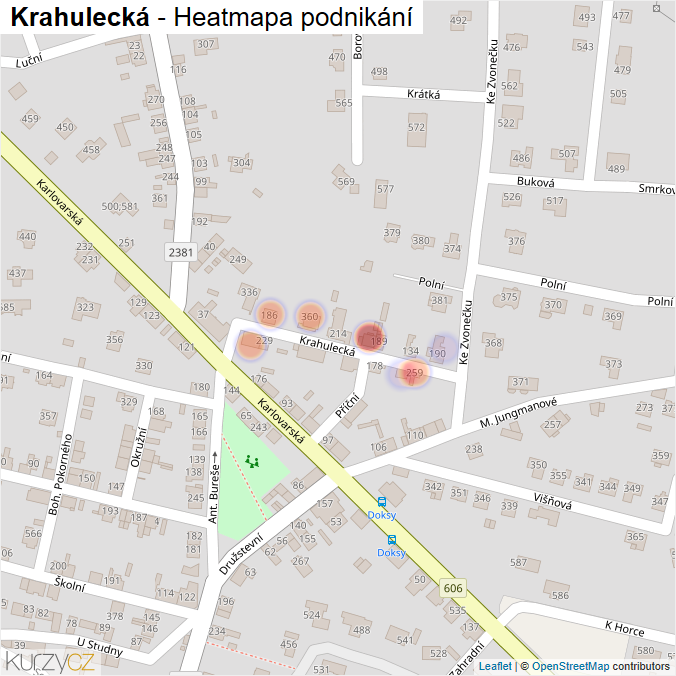 Mapa Krahulecká - Firmy v ulici.