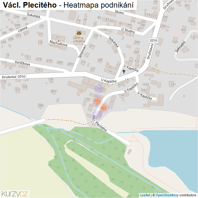 Mapa Václ. Plecitého - Firmy v ulici.