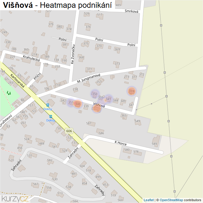 Mapa Višňová - Firmy v ulici.
