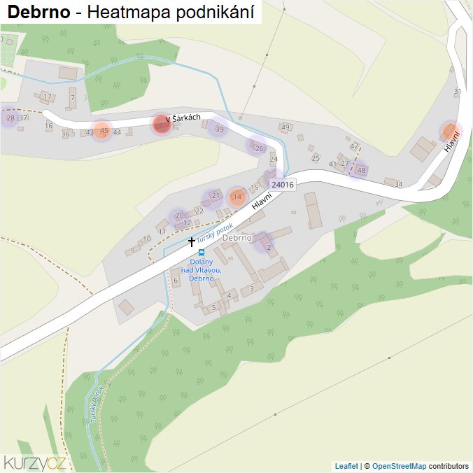 Mapa Debrno - Firmy v části obce.