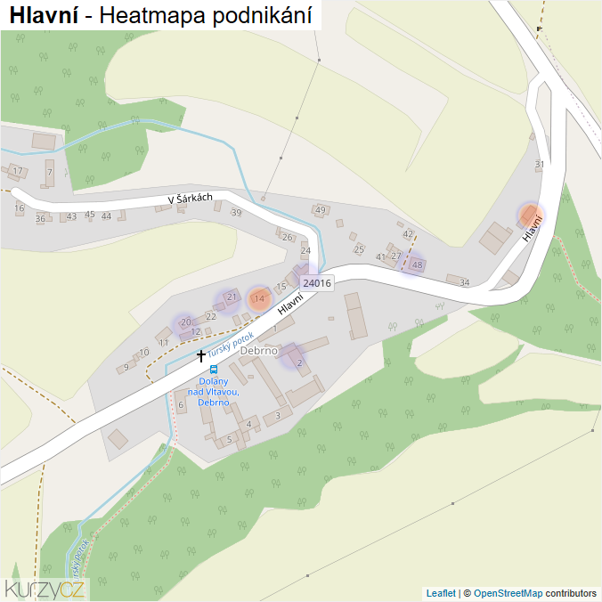 Mapa Hlavní - Firmy v ulici.