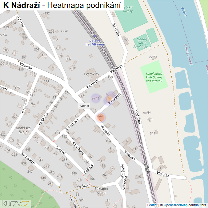 Mapa K Nádraží - Firmy v ulici.