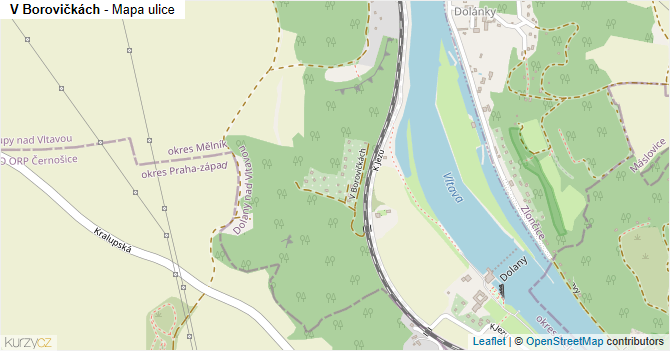 V Borovičkách - mapa ulice