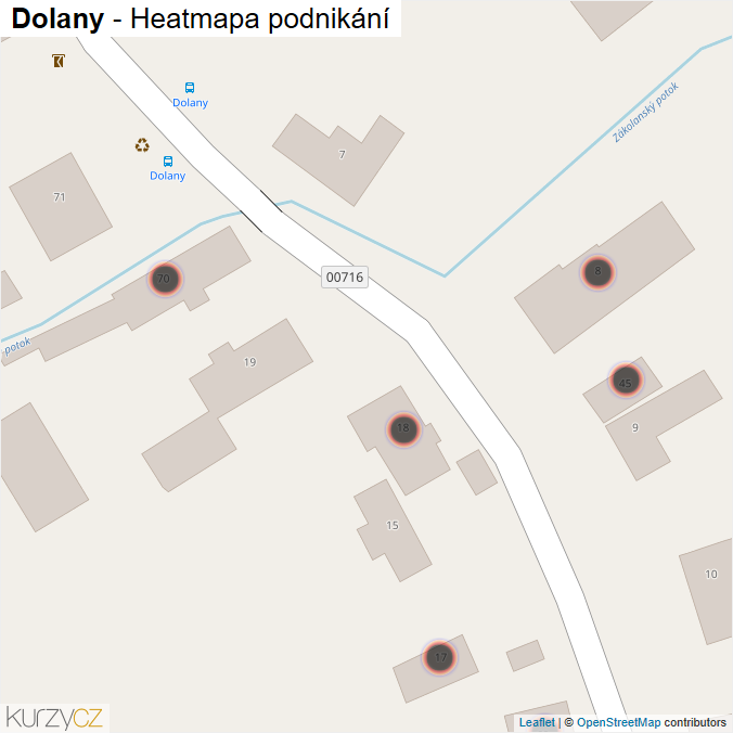 Mapa Dolany - Firmy v obci.