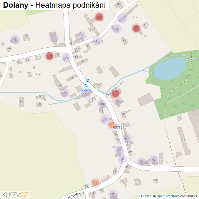 Mapa Dolany - Firmy v části obce.