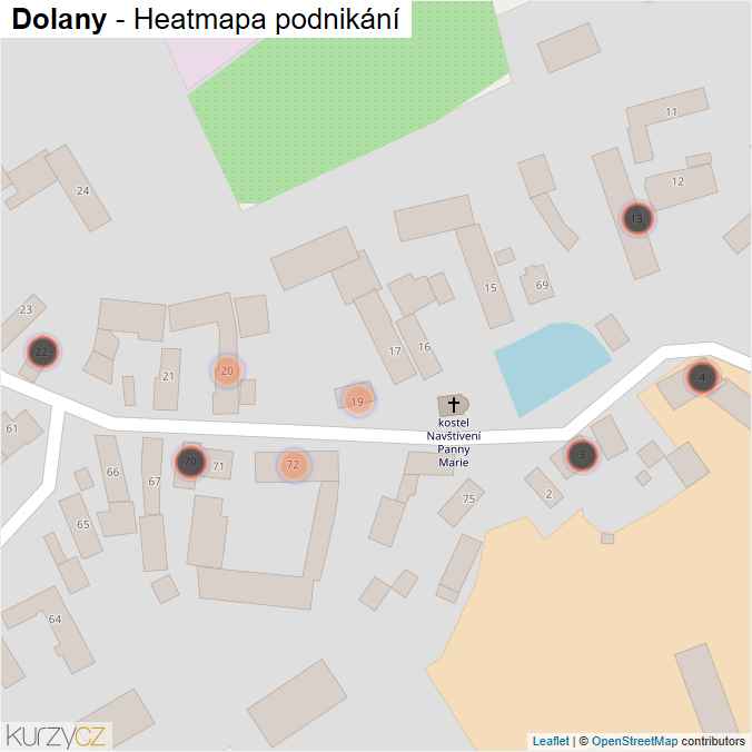 Mapa Dolany - Firmy v obci.