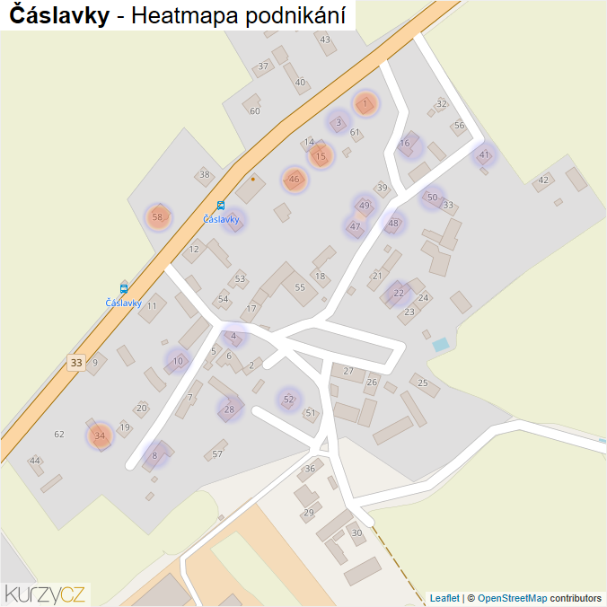 Mapa Čáslavky - Firmy v části obce.