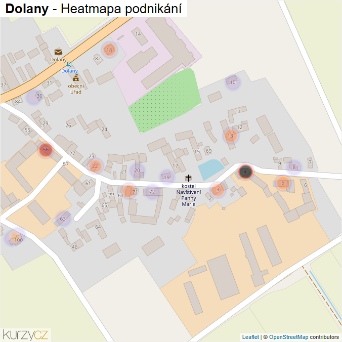 Mapa Dolany - Firmy v části obce.