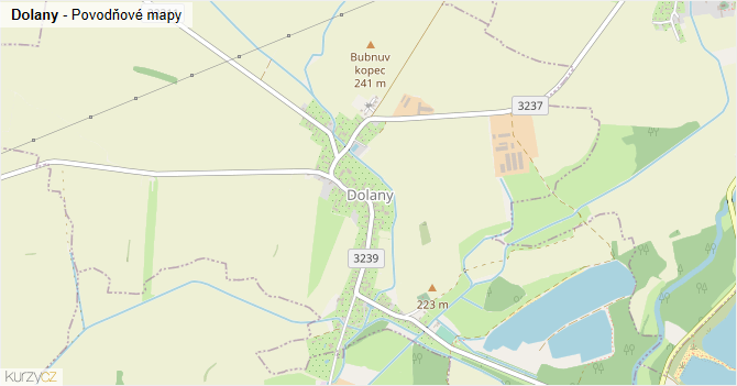 Dolany - záplavové mapy stoleté vody