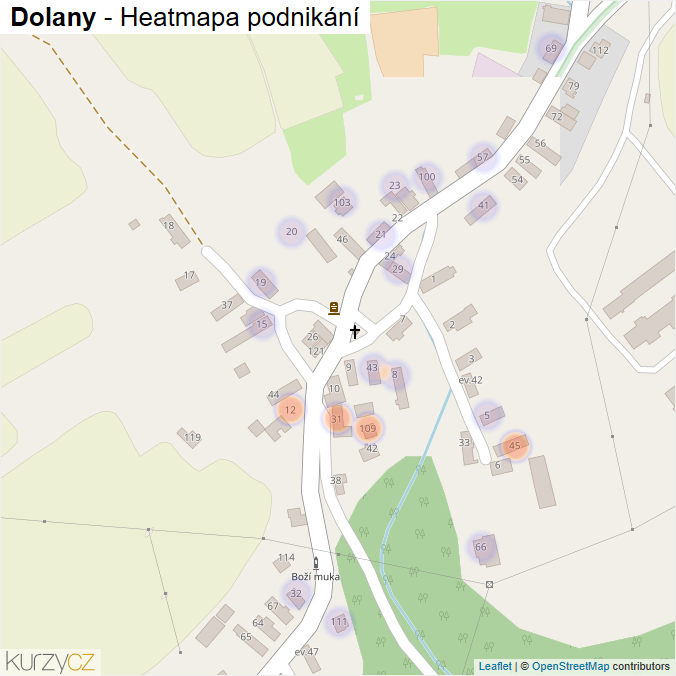 Mapa Dolany - Firmy v části obce.