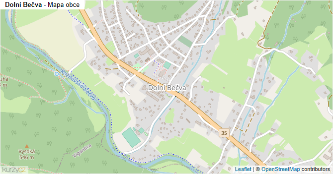 Dolní Bečva - mapa obce
