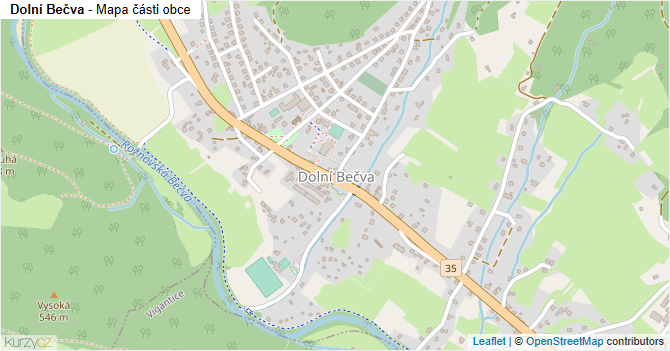 Dolní Bečva - mapa části obce