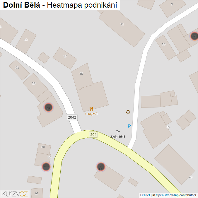 Mapa Dolní Bělá - Firmy v obci.