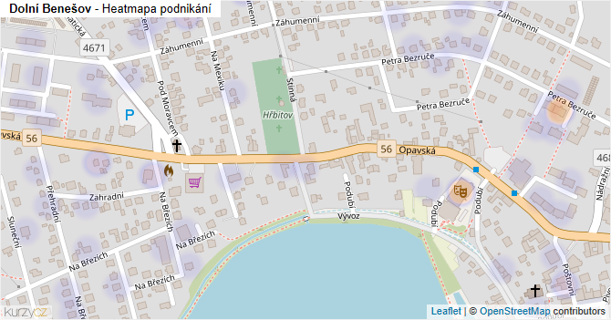 Dolní Benešov - mapa podnikání